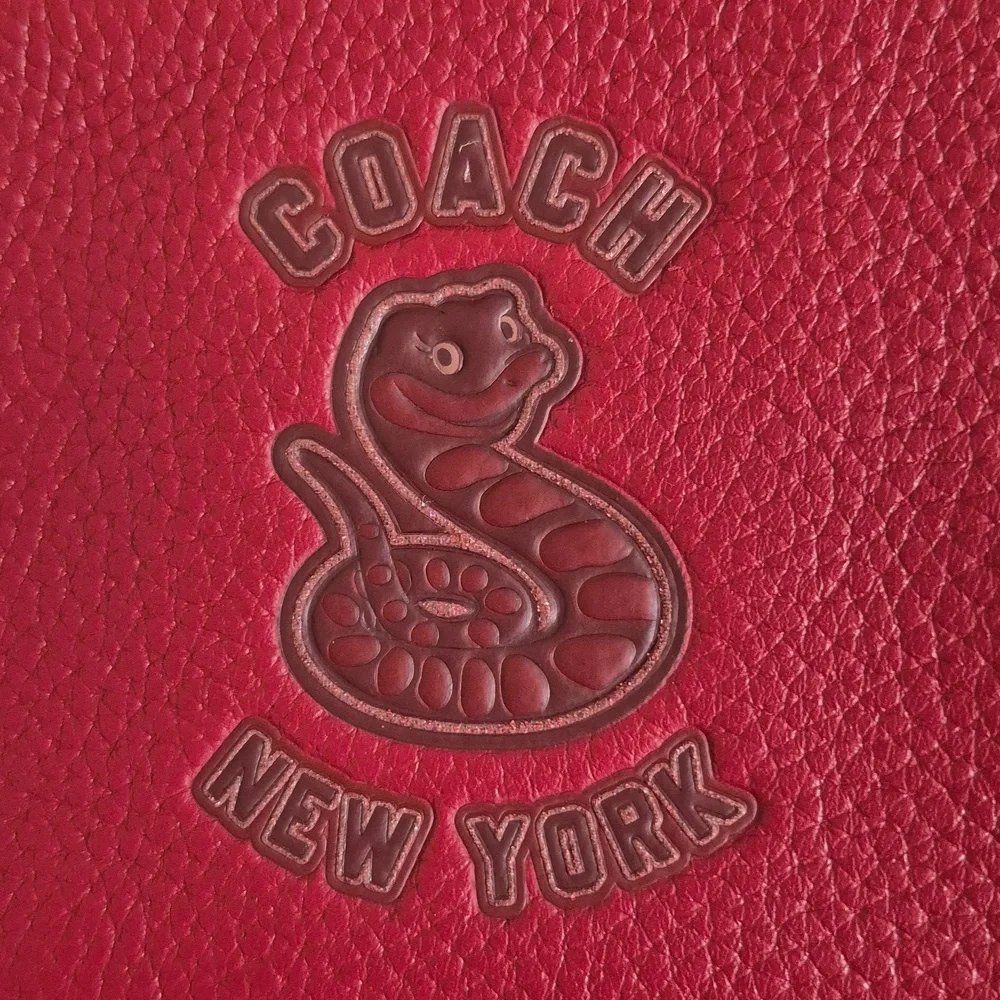 Coach Year Of The Snake Ruby Red Leather Corner Zip Wristlet, New With Tags - Picture 16 of 16
